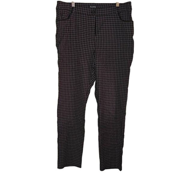 Soho Black and Grey Plaid Slim Fit Trousers - Picture 1 of 5